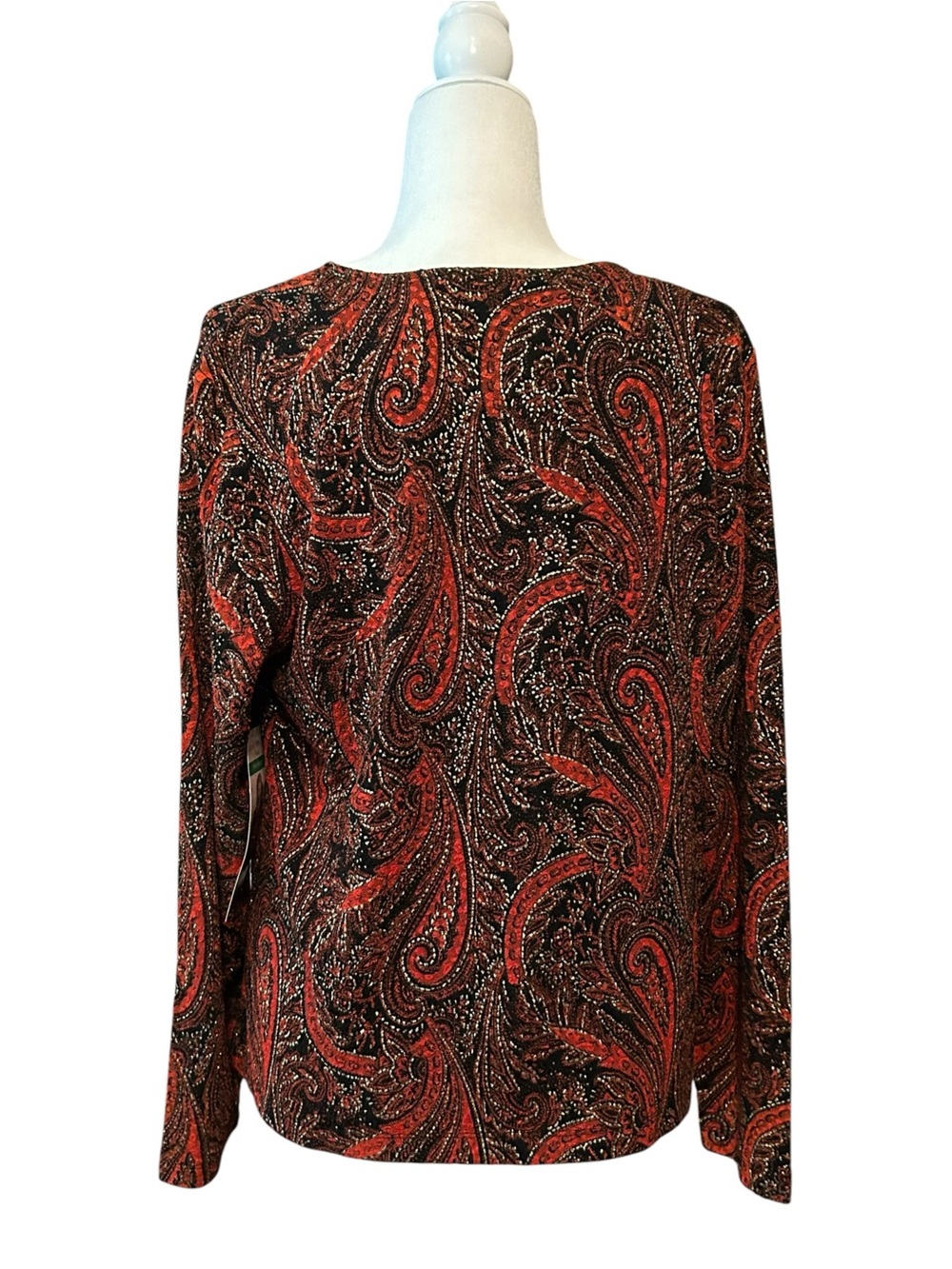 NWT Laura Ashley Trip Ready Golden Glamour Long Sleeve Top Women’s SZ PL Red - Picture 4 of 6